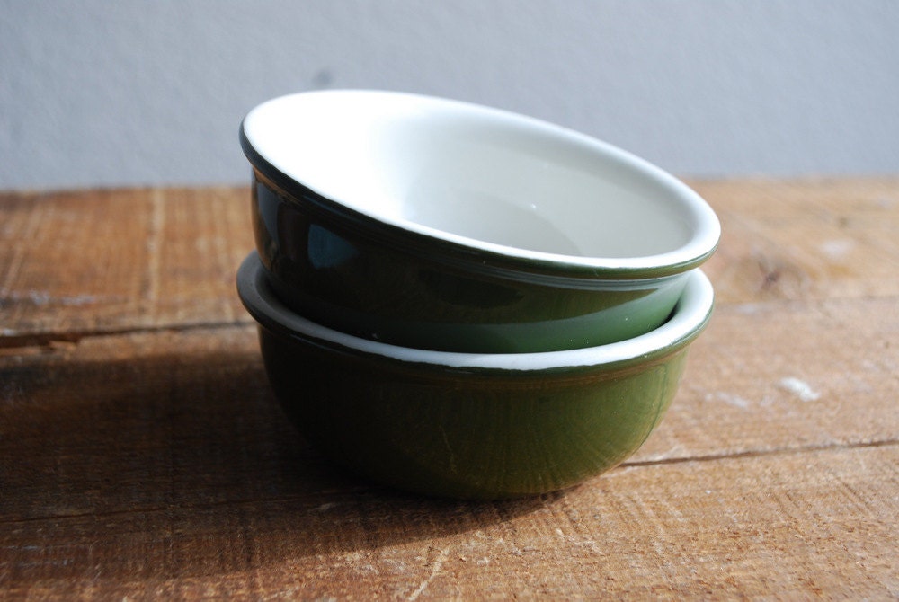Hall Bowls Stoneware Green Bowls Two Berry Ice cream Cereal Dessert Serving