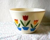 Vintage Fire King Tulips Mixing Bowl Oven Ware Large