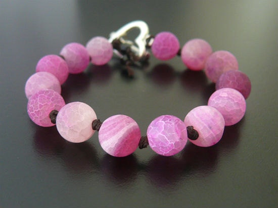 Pink Dragon Vein Boho Bracelet Chic Punk Gothic Gypsy Yoga Tribal Hippie Beach Summer Beaded Layering Stacking Wrap Black Bohemian Jewelry