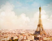 Paris Photography - Paris Above the Clouds, Fine art travel photograph, Eiffel Tower, Urban Wall Decor