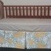 YOU DESIGN Custom 2 piece Crib Bedding Set - Bumper and Skirt - Navy, Pink, and White on Light Aqua Caitlin Wilson fabric
