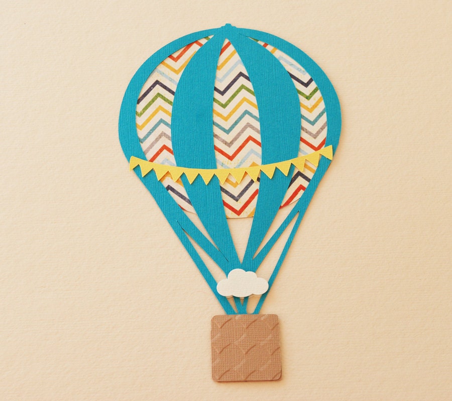 Hot Air Balloon Invitation for Boys - Aqua Red Blue Navy Green Yellow