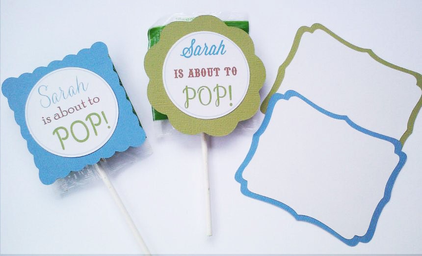 Baby Shower Lollipop Tags Sticker Labels - For Boy or Girl Baby Shower - 10 Tags