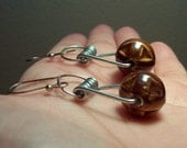 Brown Ceramic Knot Clothespin Spring Earrings in Silver