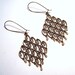 Glass Pearls Diamond Cut Out Chandelier Earrings in Antique Brass