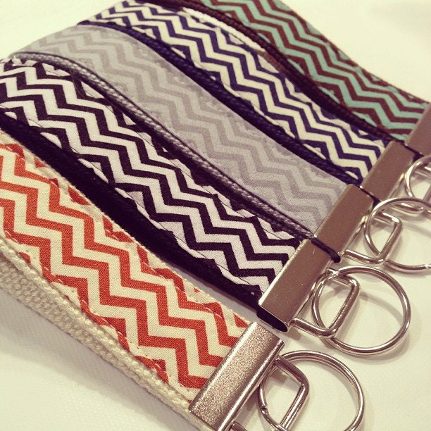 One Key Fob Wristlet - Chevrons - Pick your Color