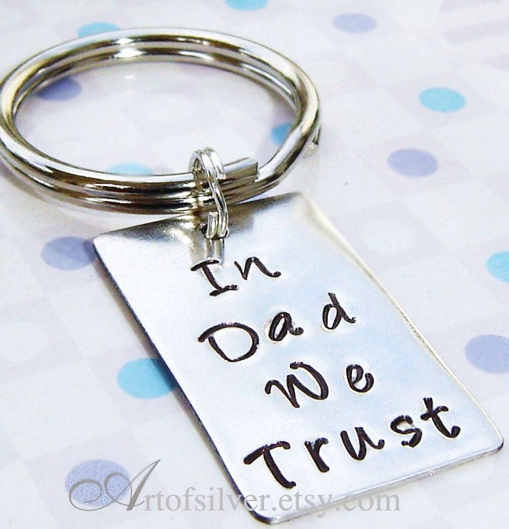 Dad's Dog tag keyring - Handstamped tag - Personalized keychain - Keyring for dad