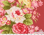CLEARANCE, Lecien, HILL FARM, Brenda Riddle, Large Weaving Flowers in Red, 30550-30, 1 Yard