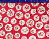 Japanese, ATSUKO MATSUYAMA, 30's Collection, Floral Scallop Doilies in Red, 1/2 Yard