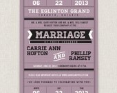 Poster - Unique graphic poster-style wedding invitation on pearl linen paper