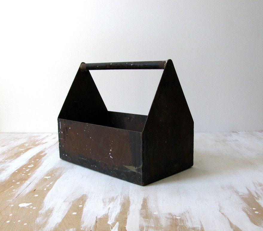 Vintage Eclectic Industrial Steel Welders Tool Box Tote circa 1930's
