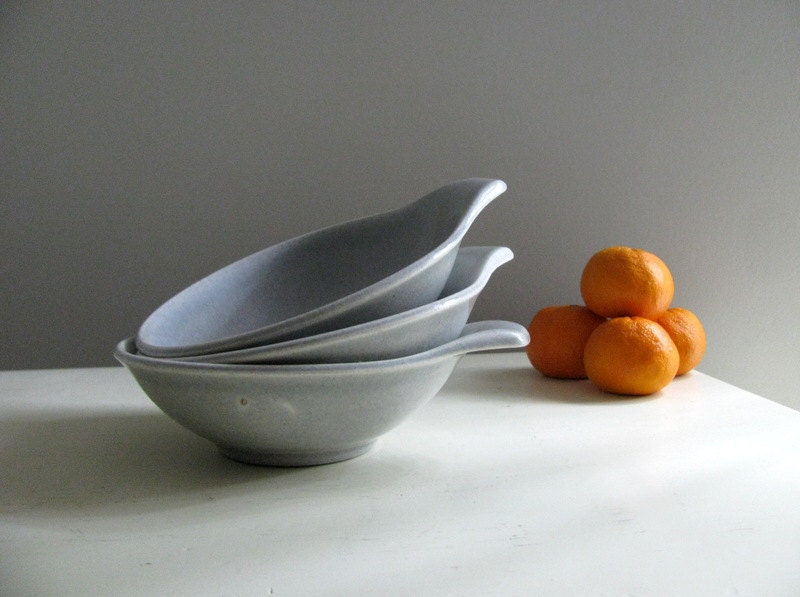 Russel Wright American Modern Granite Gray Lug Fruit Serving Bowls