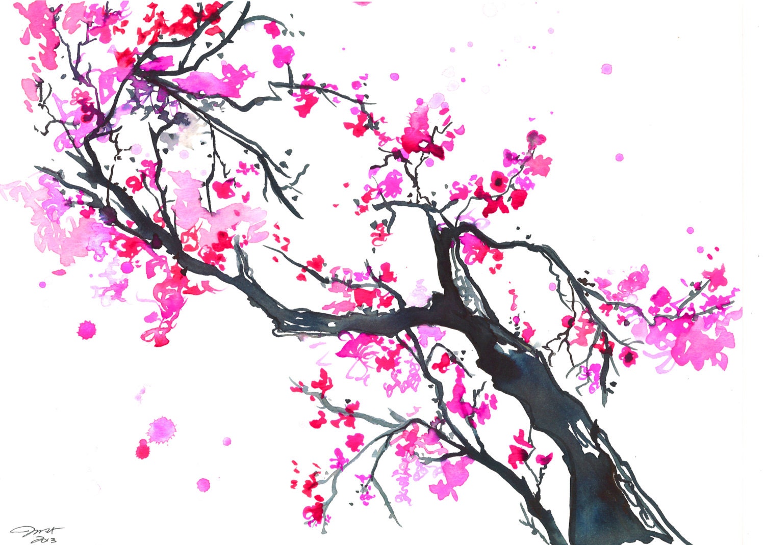 The Promise of Spring, Original watercolor Chinese brush painting by Jessica Durrant
