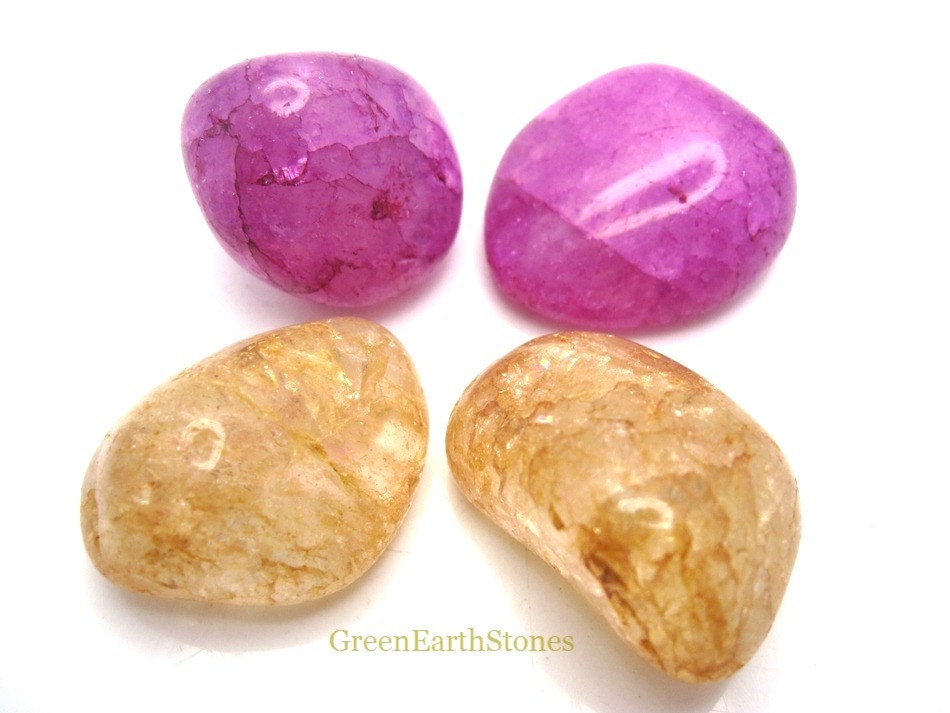 Crackled Quartz Colored Tumbled Stones XL