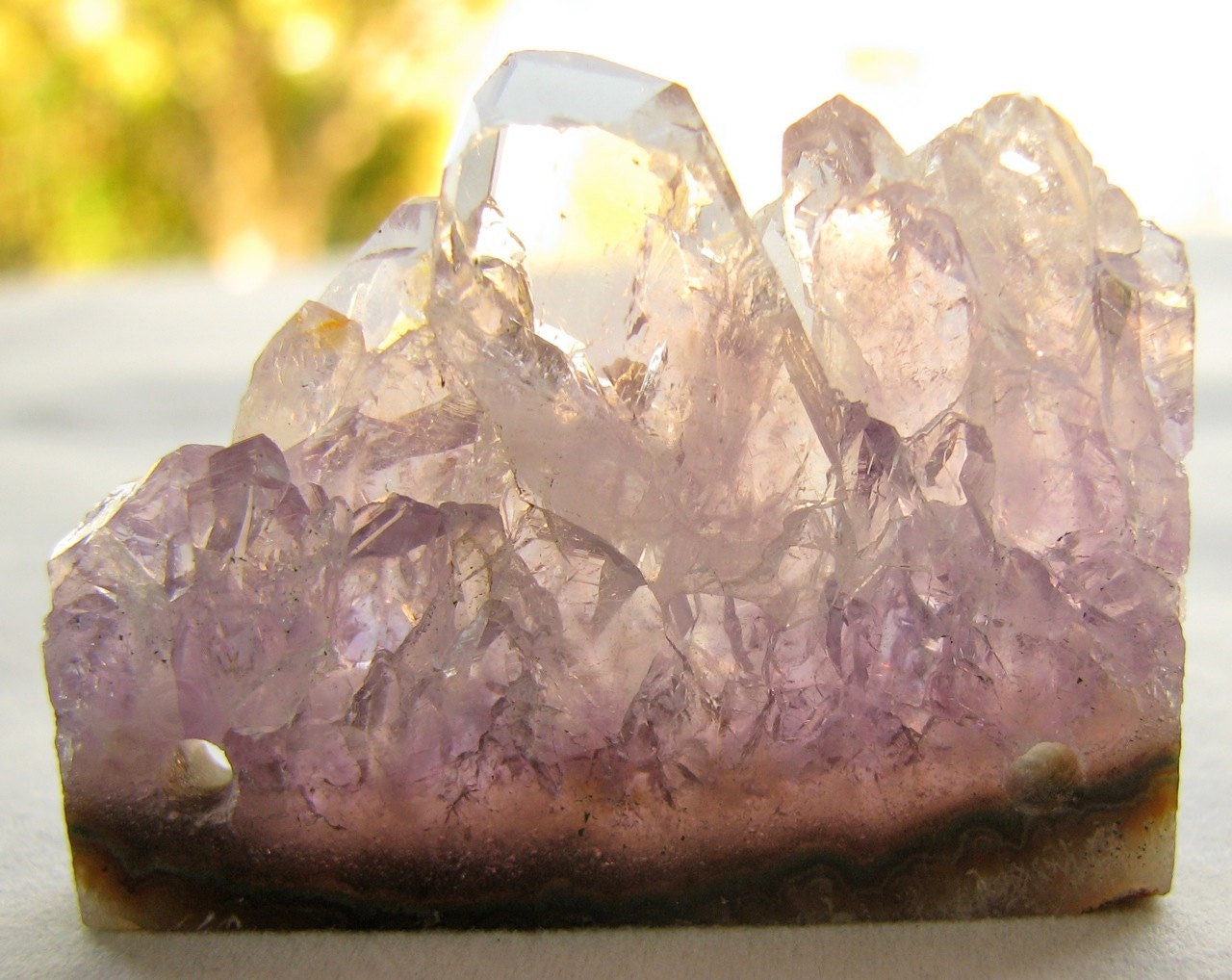Amethyst Crystal Slice, double drill rectangle, 39.25 x 30.25 x 6.75mm (6e37)