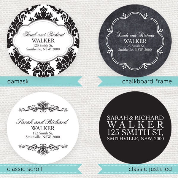 personalized return address label circles - printable file - simply elegant