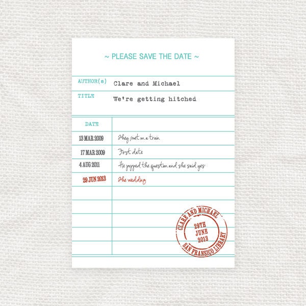 library card save the date or engagement announcement - printable file - photo save the date or classic postcard
