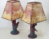 Van Briggle Pottery Lamps with Original Hair Shades