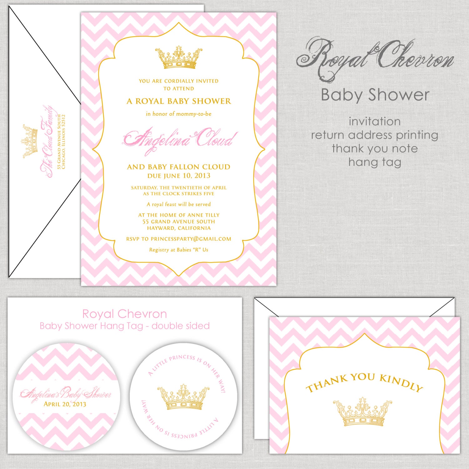 Custom order for Brenda - Royal Chevron Baby Shower Invitation Il_170x135