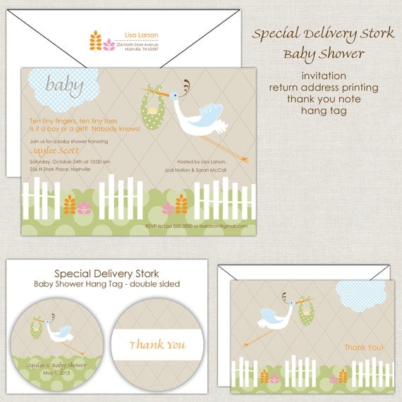 Special Delivery Stork Baby Shower Invitation Il_570xn