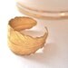 Gold Feather ring - adjustable band