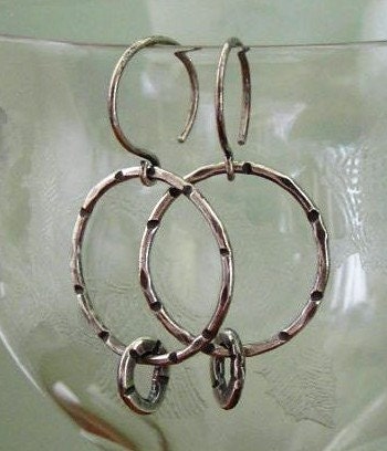 Circle Of Love Sterling Silver Earrrings Hammered Sterling Circles