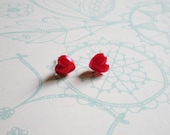 Puffy  Classic Red Heart Earrings