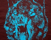 WOLF Back-Patch, Electric Blue on 50/50 cotton/poly, Beeswaxed cotton waterproofing