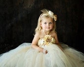 Once Upon a Fairy Tale Creme & Champagne Couture Tutu Dress- SZ 1-3 YRS