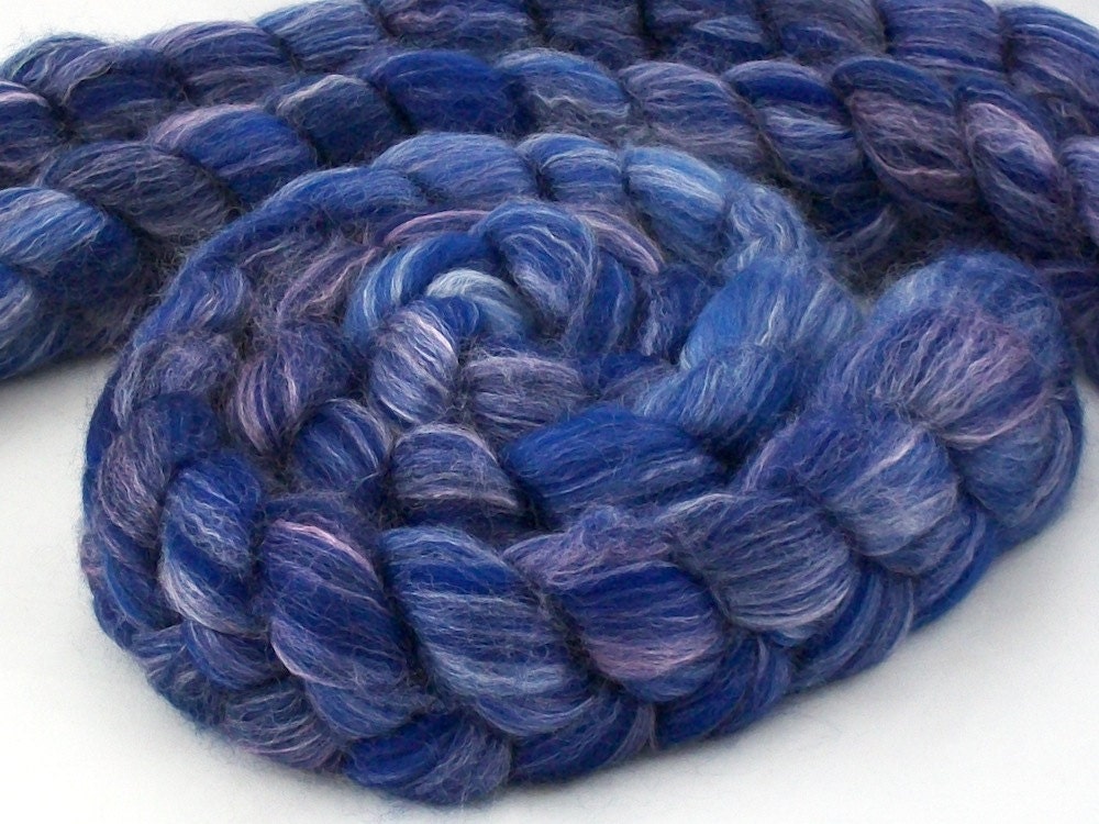 Cobalt Glass/ Handpainted SW Merino-Bamboo-Nylon Combed Top/ 4 oz.