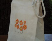 Recycled cotton lunch bag  - Posing poppies