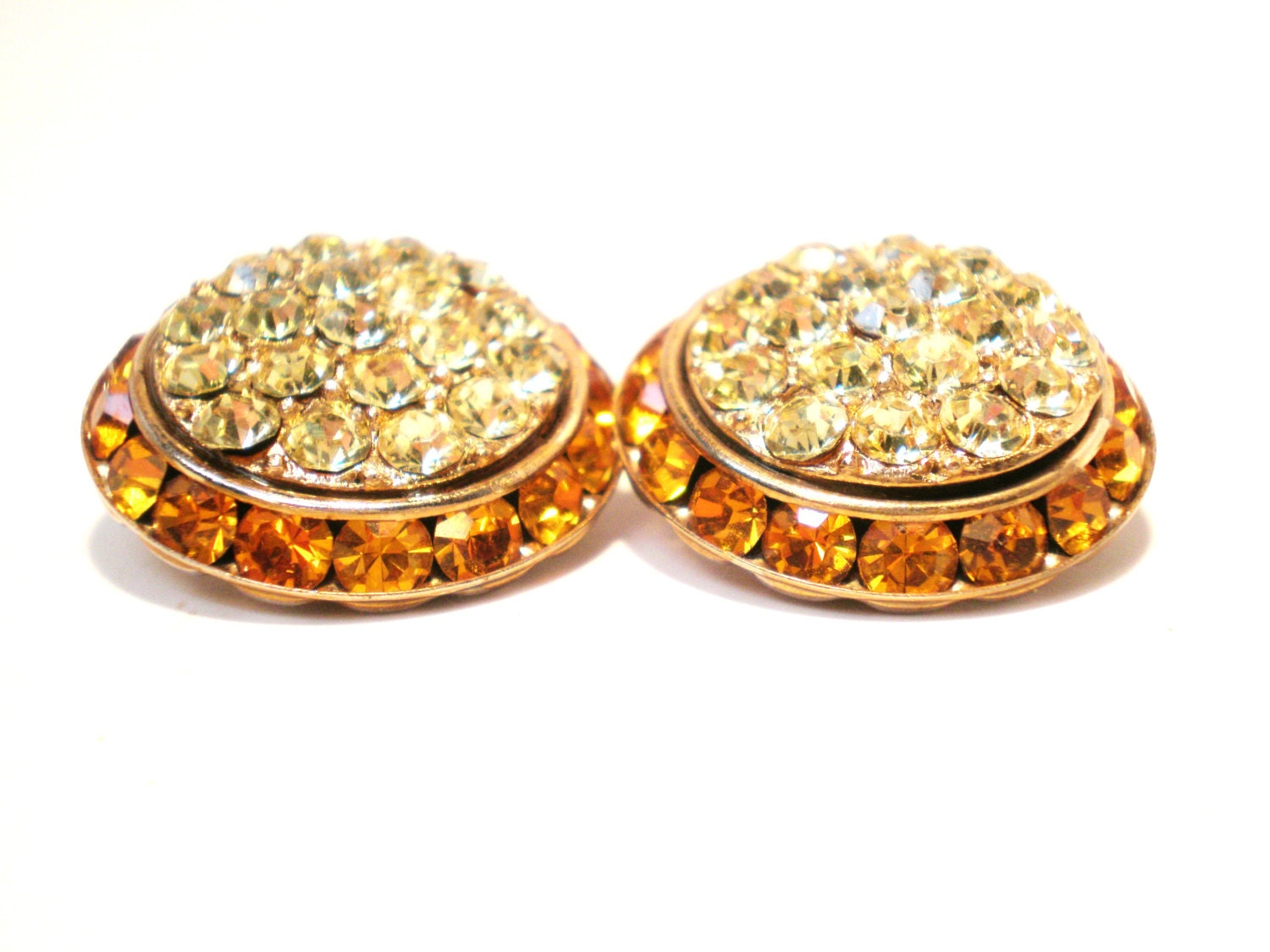 Vintage Earrings Signed Lisner 72 Rhinestones Clip Art Deco 50s Retro Runway Mid Century Brides Bling Statement