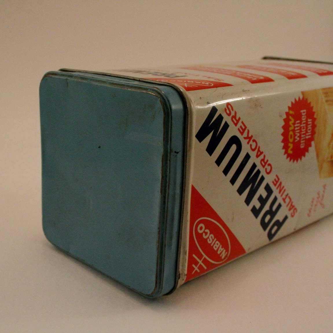 rustic mid century kitchen storage cracker tin vintage