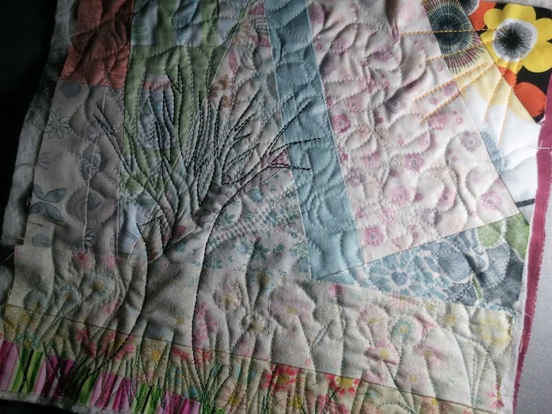 Emerging Fogging Spring wall hanging - Textile Art quilted wall hanging