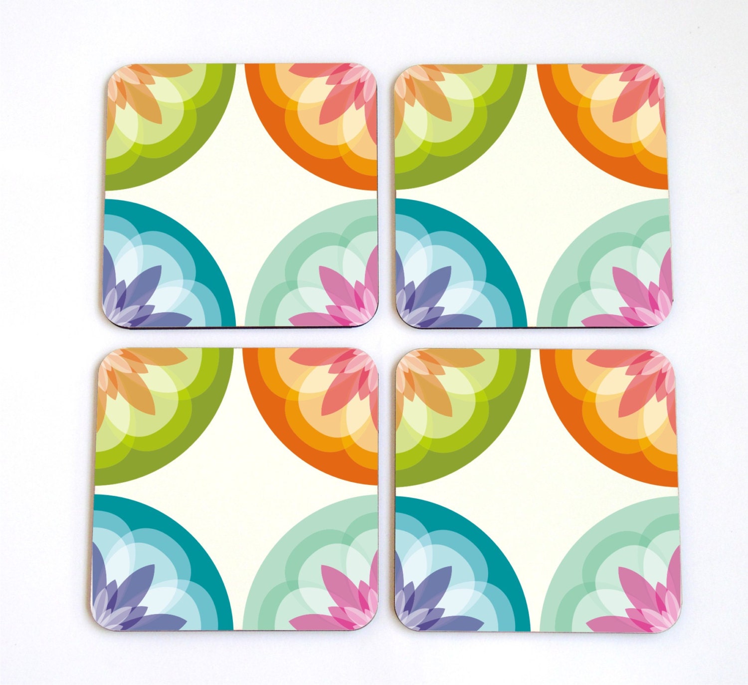Coasters set of coasters mandala soft pastel coaster set bright rainbow colorful hostess housewarming gift idea for her mom mother