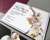 Art Deco Orchid Wedding Invitation Suite, RSVP Card, Insert Cards plus Envelopes - 25 Sets