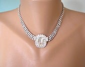 Rhinestone Necklace, Bridal Necklace, Vintage Bridal Choker, Diamante Necklace, Wedding Jewelry, Bridal Jewelry, Wedding Necklace