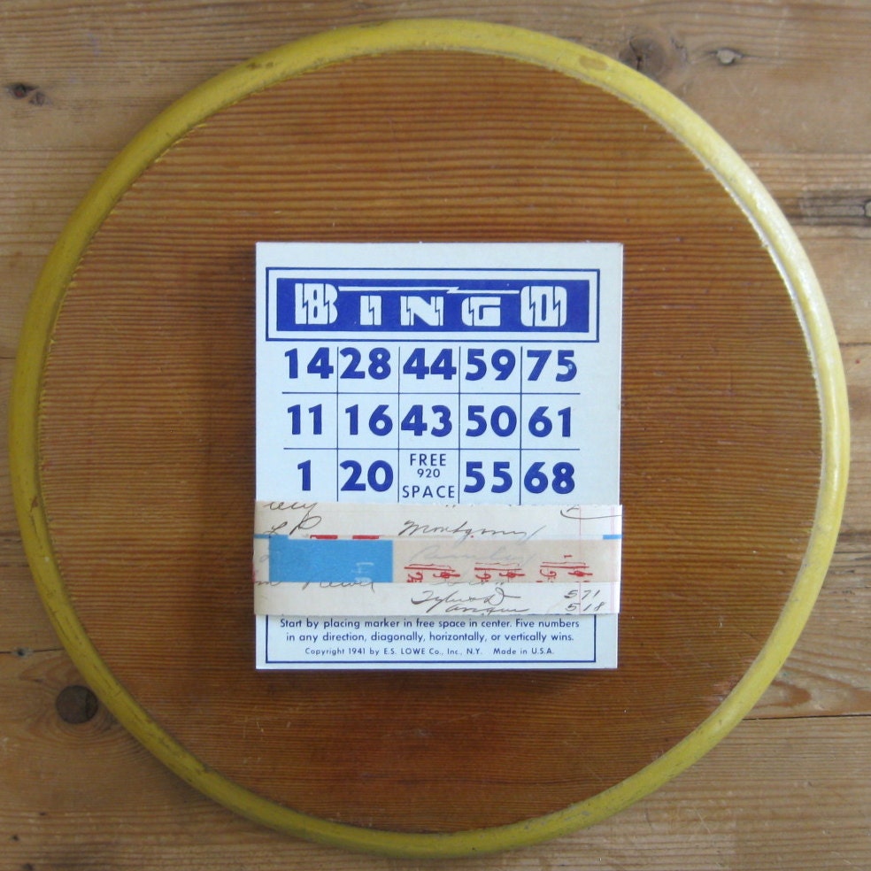 12 vintage bingo cards, bingo game, blue and tan bingo cards, 1940's game cards, scrapbooking supplies, mixed media, cards for altered art.