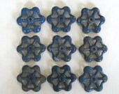 9 vintage metal faucet handles, blue vintage faucet handles, steampunk industrial blue faucet knobs,  group 265