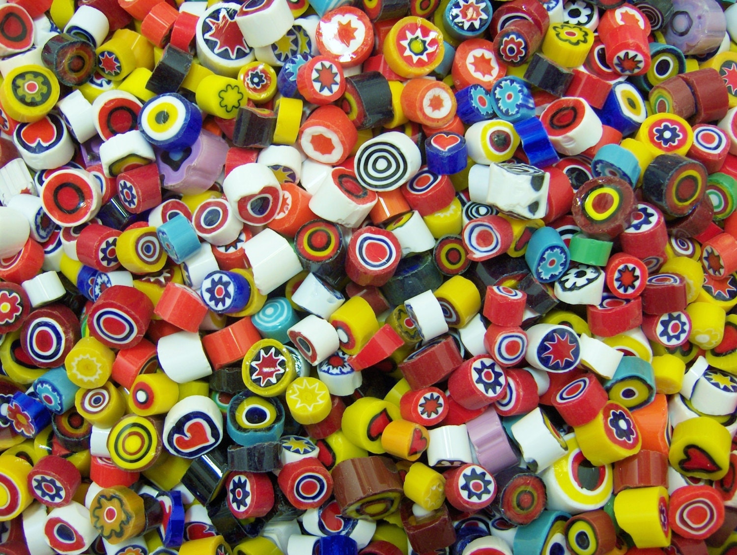 Sale Millefiori Murrini Mix 104 COE - Imperfect Pieces - 2 oz (90 - 100 Pieces)