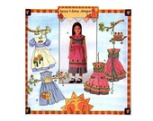 Sweet Girls Kenna and Donna Classic Spring Dress Sewing Pattern Optional Appliques and Apron Simplicity 8096 Sizes 5, 6, 7, 8