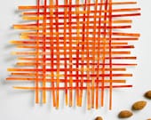 Orange Paper Weaving- Original Abstract Mixed Media- Nectarine Woven Paper Art- Pantone