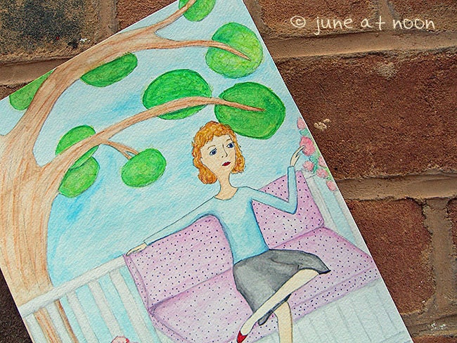 Amusing, Watercolor Original Artwork, 9 x 12, flowers, nature, spring