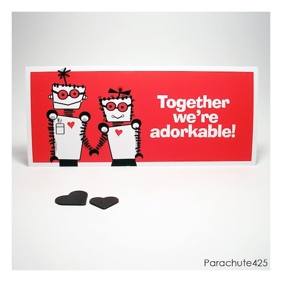Adorkable Greeting Card, Valentine, funny, robot love, geek love, dork love, anniversary, birthday