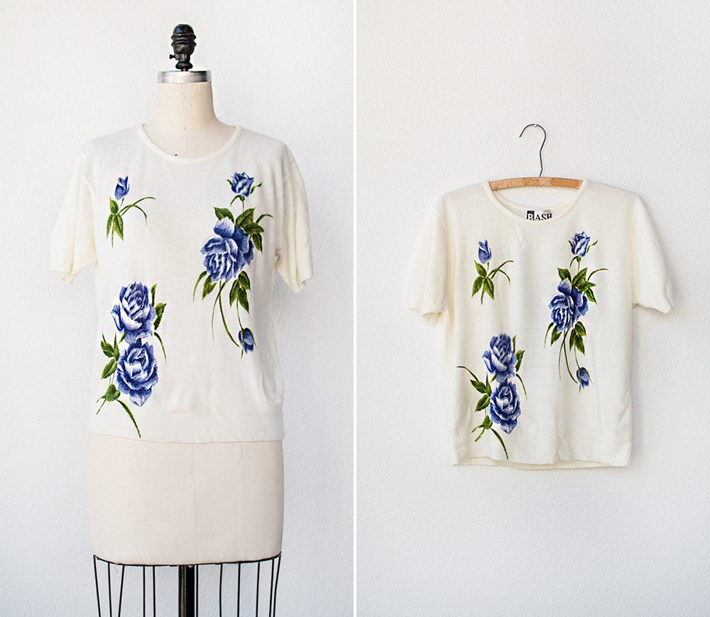 vintage 1980s top with roses/ vintage 80s top/ vintage 1980s / A Rare Breed Top
