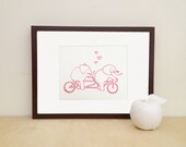Elephants on a Bicycle Built for Two - Original - Adorable - Artwork