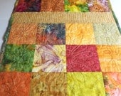 Quilted Table Runner Batik Fabrics Golden Sunset Romance by SEW FUN QUILTS