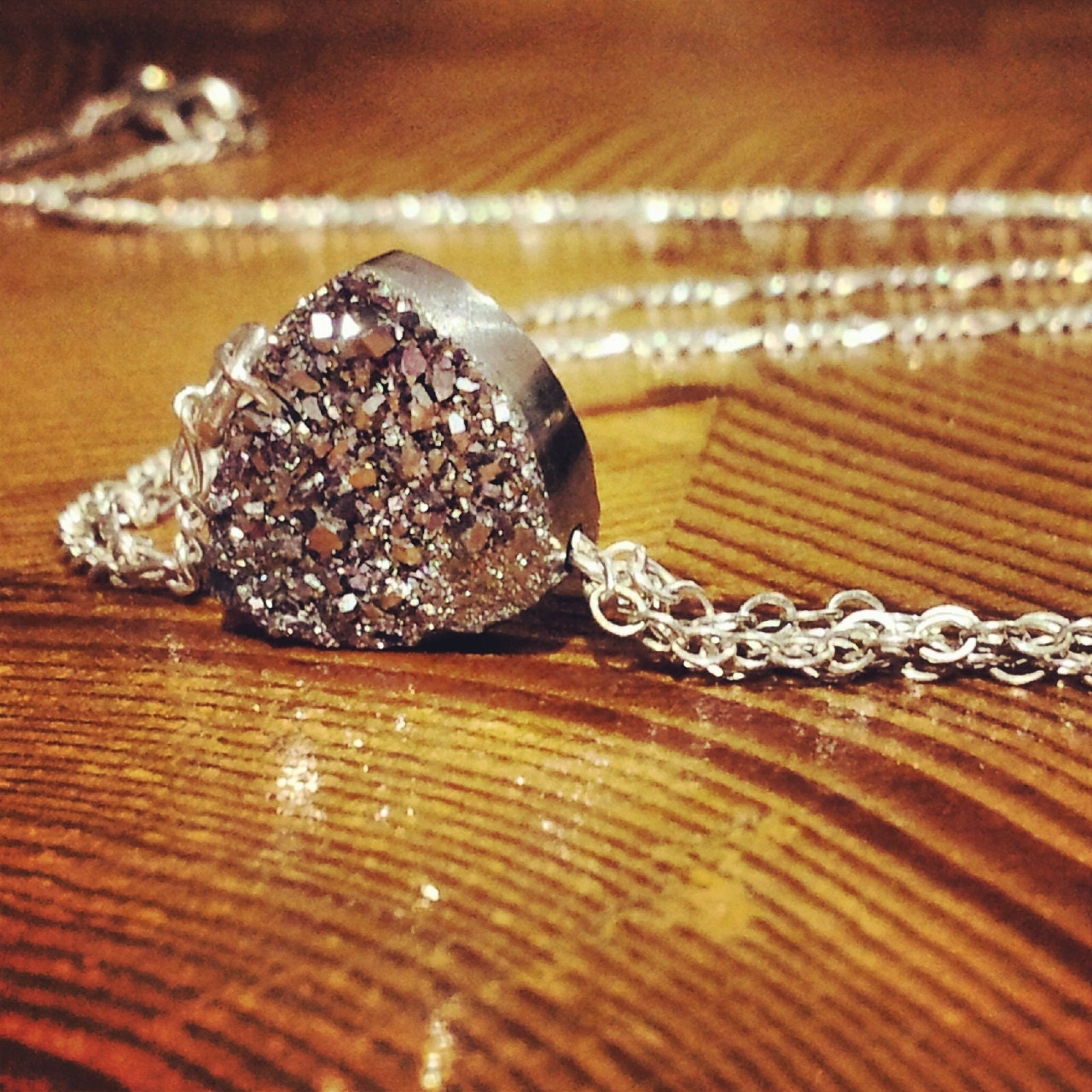 Silver Dipped Drusy Necklace