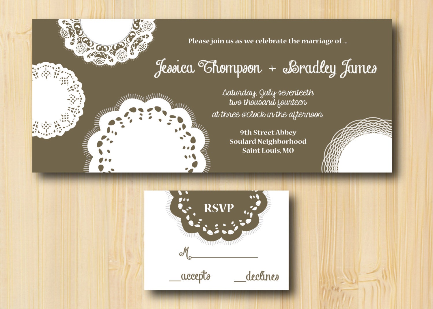 Wedding Invitation Rustic Doilies