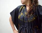 Green Tie Dye Silk Kaftan- Loungewear, Silk Robe, Caftan, Spa Robe,Perfect long dress, beachwear, make great Anniversary or Birthday gift